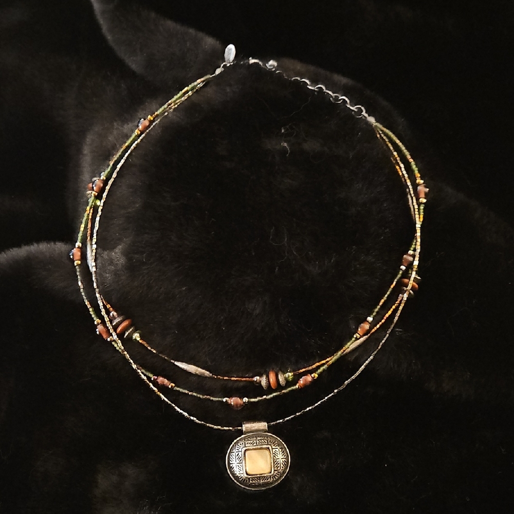 Chico's Multi-Strand Necklace with Silver and Brown Accents